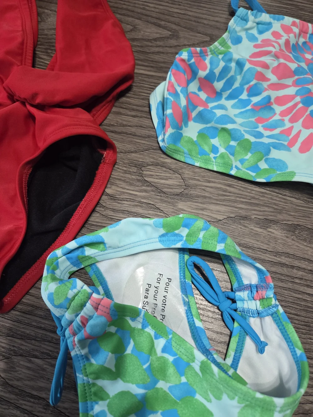 Red One-Piece & Blue Floral Two-Piece Bikini Set